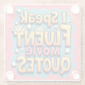 Ik spreek vloeiende film citeert retro Pop kunst Glazen Onderzetter (Achterkant)