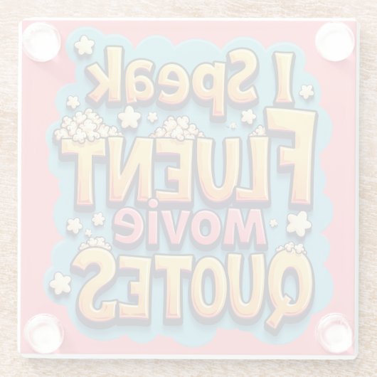 Ik spreek vloeiende film citeert retro Pop kunst Glazen Onderzetter (Achterkant)