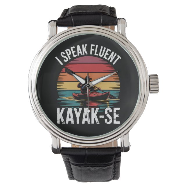 Ik spreek vloeiende Kayak-Ese Kayaker Kayaking  Horloge (Voorkant)