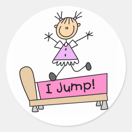 Ik Spring Stokfiguur Meisje Stickers Sticker (Voorkant)