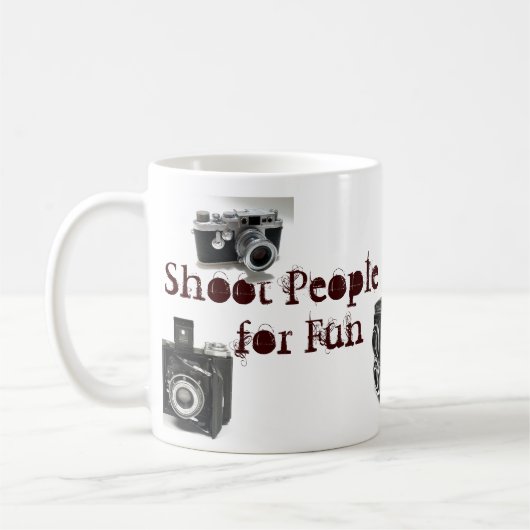 Ik spuit mensen voor een leuke camera pun koffiemok (Links)