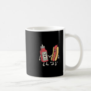 Ik spuit op sappige wieners hete hond grappige gra koffiemok