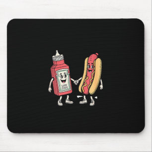 Ik spuit op sappige Wieners hete hond grappige gra Muismat