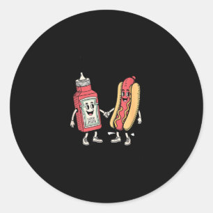 Ik spuit op sappige Wieners hete hond grappige gra Ronde Sticker