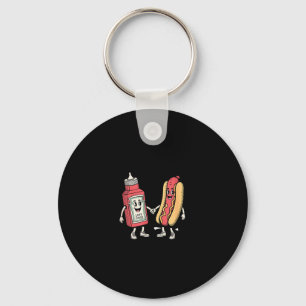 Ik spuit op sappige Wieners Hete Hond Grappige Gra Sleutelhanger