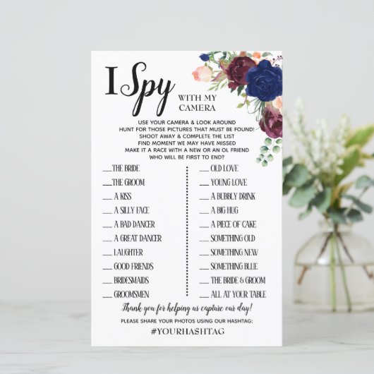 Ik Spy bruiloft receptiespel Engels Spaans (Staand voorkant)