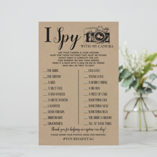 Ik Spy bruiloft receptiespel Engels spaans spel (Staand voorkant)