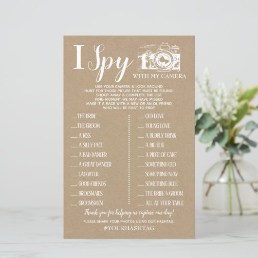 Ik Spy bruiloft receptiespel Engels spaans spel (Staand voorkant)