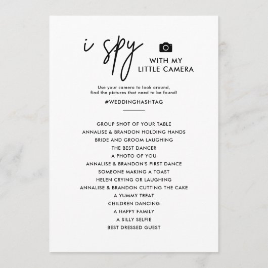 Ik spy Foto Hunt Modern Wedding Game Kaarten (Voorkant)