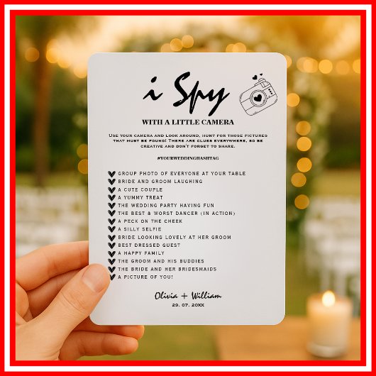 Ik Spy Photo Hunt Wedding Receptie Scavenger Game Kaart