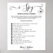Ik Spy Photo Hunt Wedding Receptie Scavenger Game Poster (Voorkant)