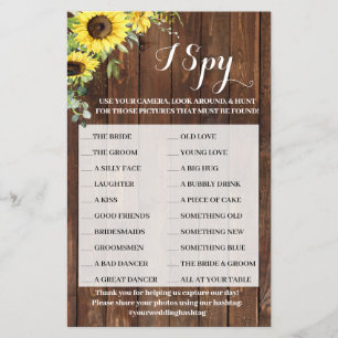 Ik spy Sunflower Western Weddenschap Flyer