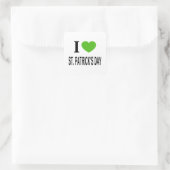 Ik ❤️ ST. PATRICKS DAG met groen hart Vierkante Sticker (Tas)