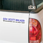 Ik sta aan de kant van Scott Walker Bumpersticker (Op Truck)