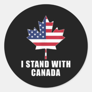 Ik sta achter Canada Amerika Canadese VS Vlag T-sh Ronde Sticker