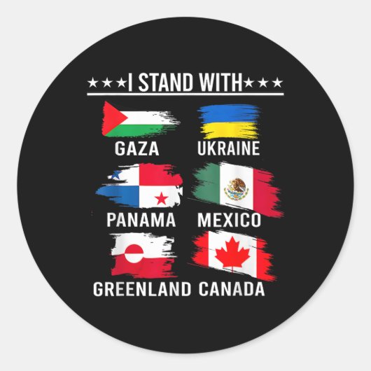 Ik sta achter Canada, Groenland, Mexico, Panama en Ronde Sticker (Voorkant)