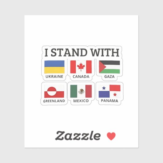 Ik sta achter Canada Mexico Gaza Oekraïne Sticker (Vel)