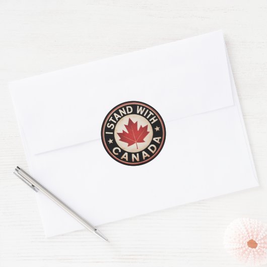 Ik sta achter Canada Ronde Sticker (Envelop)