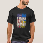 Ik sta achter de Amerikaanse vlag van Oekraïne T-shirt (Voorkant)