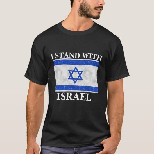 Ik sta achter de blauw-witte vlag van Israël T-shirt (Voorkant)