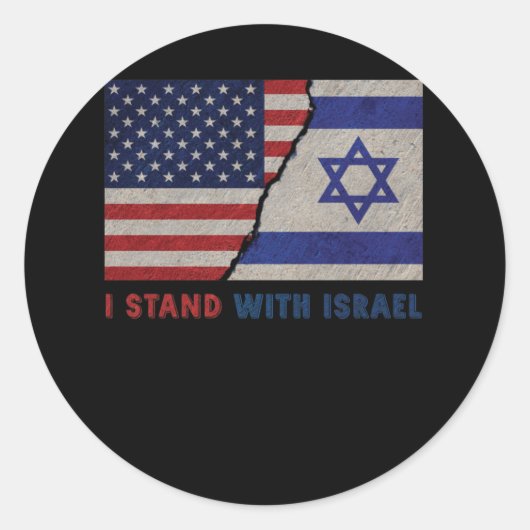 Ik sta achter de Israëlische patriottische vlag VS Ronde Sticker (Voorkant)