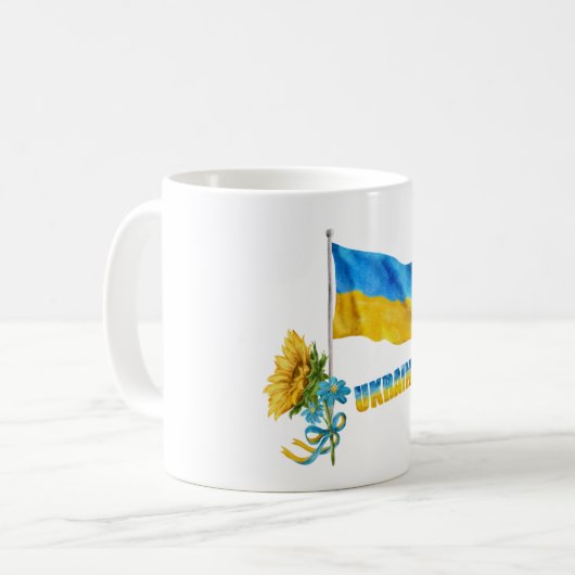 Ik sta achter de Oekraïense slogan Ukraine Support Koffiemok (Voorkant links)