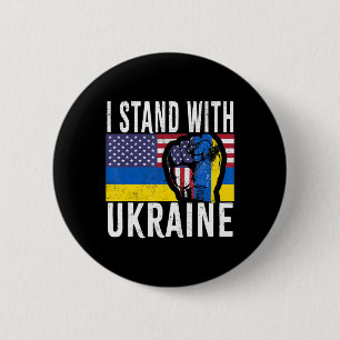 Ik sta achter de Oekraïense vlag Amerikaanse vlag  Ronde Button 5,7 Cm