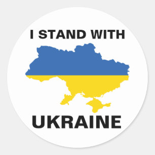 Ik sta achter de Oekraïense vlag en kaart Ronde Sticker