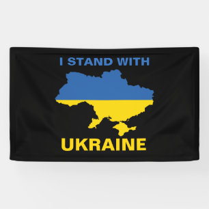 Ik sta achter de Oekraïense vlag en kaart Spandoek
