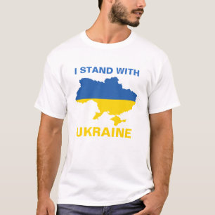 Ik sta achter de Oekraïense vlag en kaart T-shirt