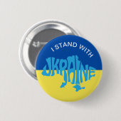 Ik sta achter de Oekraïense vlag en landenkaart Ronde Button 5,7 Cm (Voorkant /achterkant)