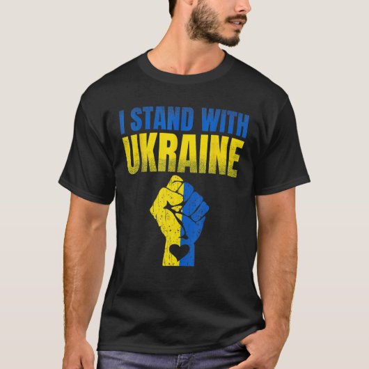 Ik sta achter de Oekraïense vlag om Oekraïne te st T-shirt (Voorkant)