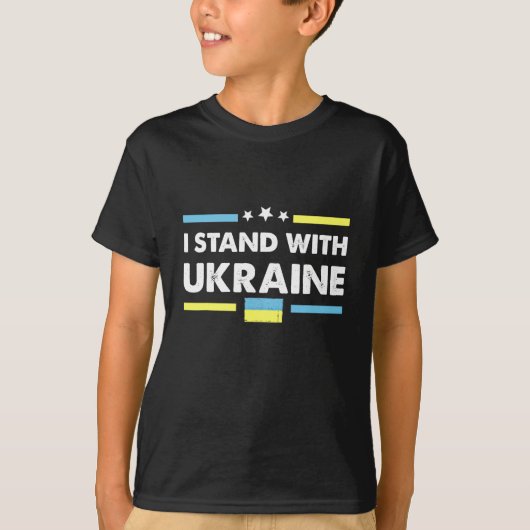 Ik sta achter de Oekraïense vlag. T-shirt (Voorkant)