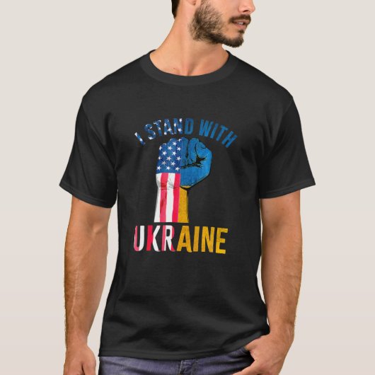 Ik sta achter de steun van Oekraïne aan de Britse T-shirt (Voorkant)