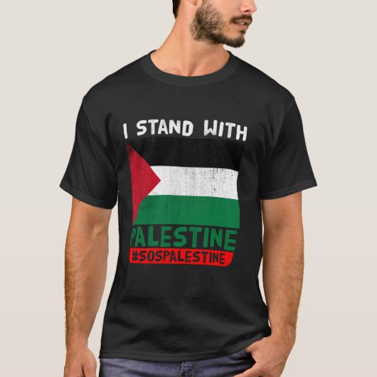 Ik sta achter Free Palestine Support SOS Palestine T-shirt (Voorkant)