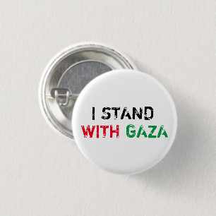Ik sta achter Gaza grunge verontruste typografie Ronde Button 3,2 Cm