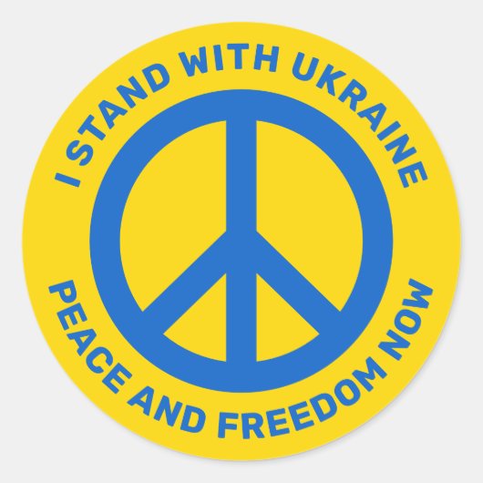 Ik sta achter het Oekraïense vredessymbool nee teg Ronde Sticker (Voorkant)