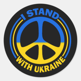 Ik sta achter het Oekraïense vredessymbool Ronde Sticker