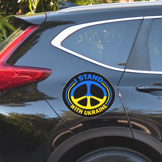 Ik sta achter het Oekraïense vredessymbool Sticker (Auto Zijkant)