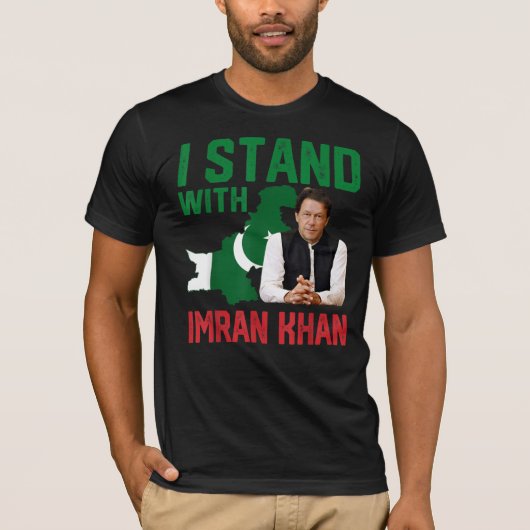 Ik sta achter Imran Khan PTI Party Pakistan Suppor T-shirt (Voorkant)