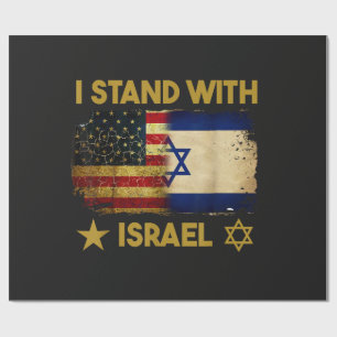 Ik sta achter Israël Amerikaanse vlag Cadeaupapier