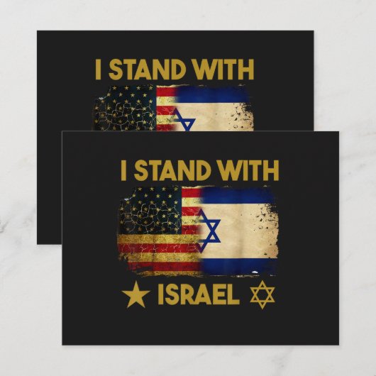 Ik sta achter Israël Amerikaanse vlag Kaart (Voorkant / Achterkant)