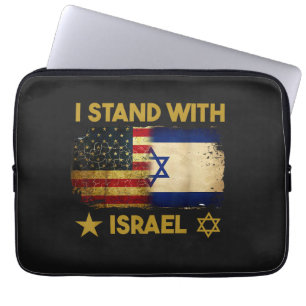 Ik sta achter Israël Amerikaanse vlag Laptop Sleeve