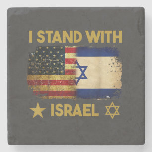 Ik sta achter Israël Amerikaanse vlag Stenen Onderzetter