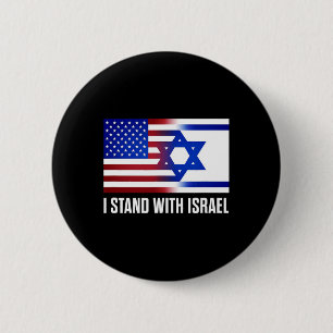 Ik Sta Achter Israël Patriottisch T Shirt Usa En I Ronde Button 5,7 Cm