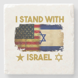 Ik Sta Achter Israël T-shirt Ik Sta Achter Israël Stenen Onderzetter