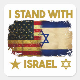 Ik Sta Achter Israël T-shirt Ik Sta Achter Israël Vierkante Sticker