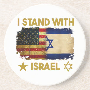 Ik Sta Achter Israël T-shirt Ik Sta Achter Israël Zandsteen Onderzetter