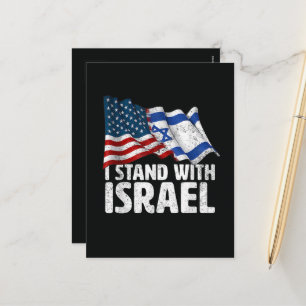 Ik sta achter Israël USA Amerikaanse vlag Feestdagenkaart