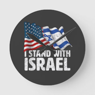 Ik sta achter Israël USA Amerikaanse vlag Ronde Klok